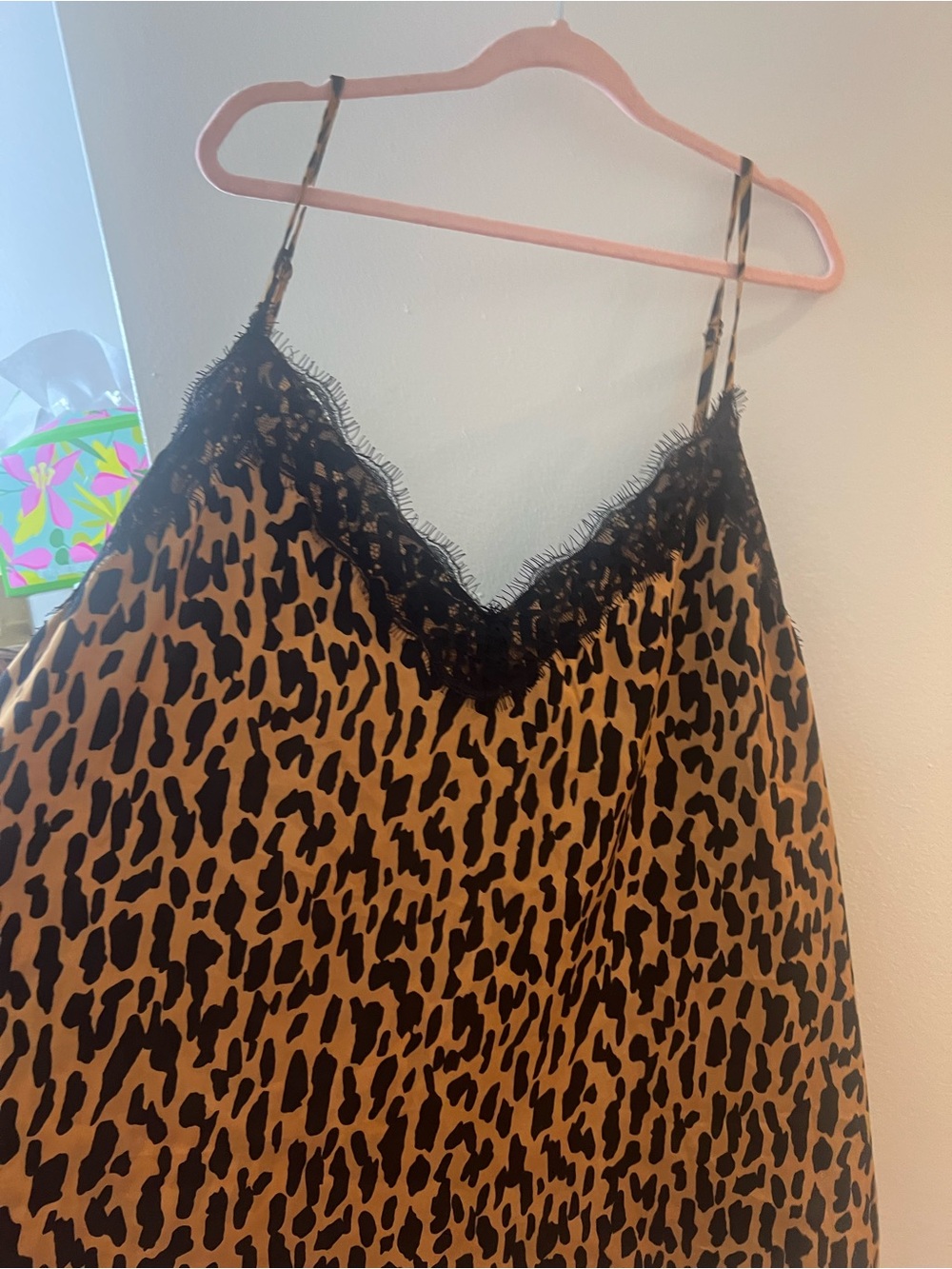 Nordstrom Leopard-Print Lace-Trim Cami - Black & Brown - Picture 3 of 9